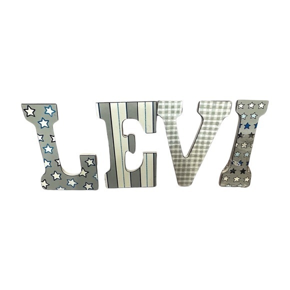 Hand Painted Kid’s Name Sign for Room or Nursery.🩶LEVI💙 - Picture 1 of 8